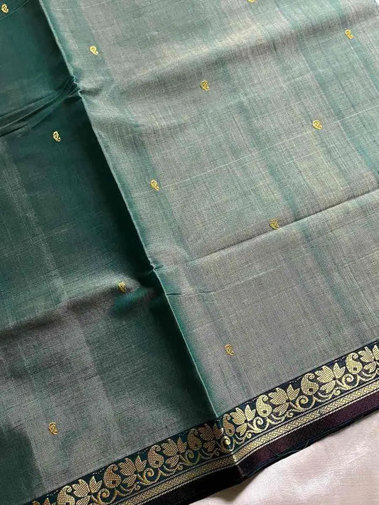 Vegan Weaves – Sea green Handloom Art Silk Saree
