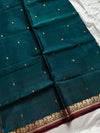 Vegan Weaves – Peacock green Handloom Art Silk Saree