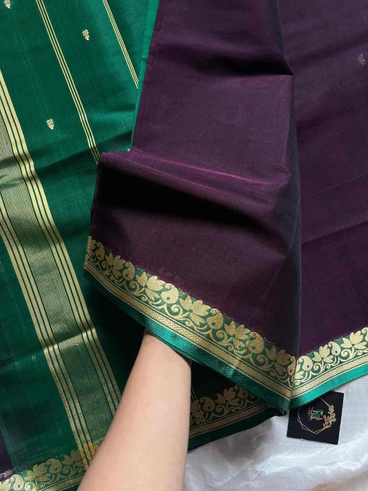 Vegan Weaves – Dark Purple Handloom Art Silk Saree