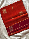 Vegan Silk Saree – Burnt Orange | Handloom Art Silk (Without Blouse)