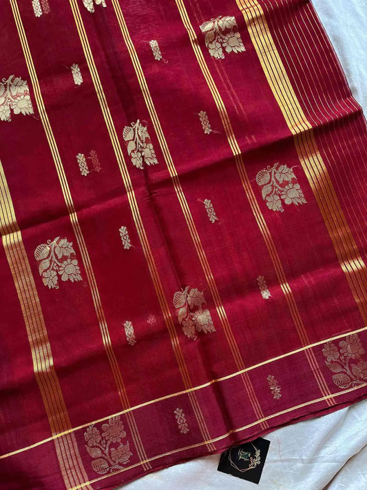 Vegan Silk Saree – Burnt Orange | Handloom Art Silk (Without Blouse)