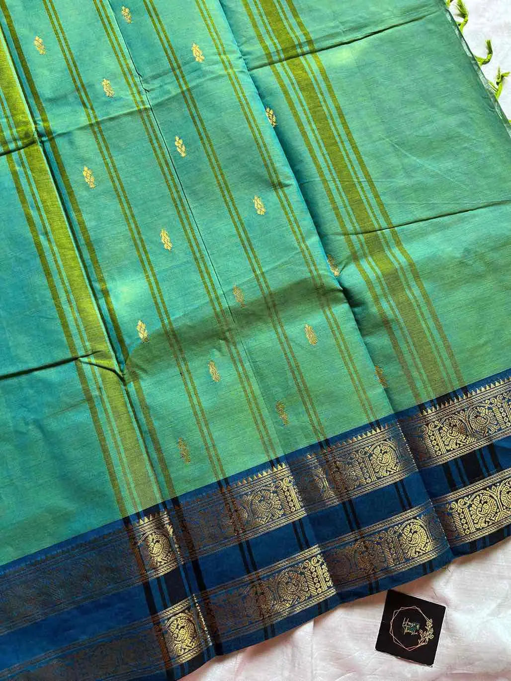 Vintage Loom Edit | Green X Blue Kanchi Cotton Saree