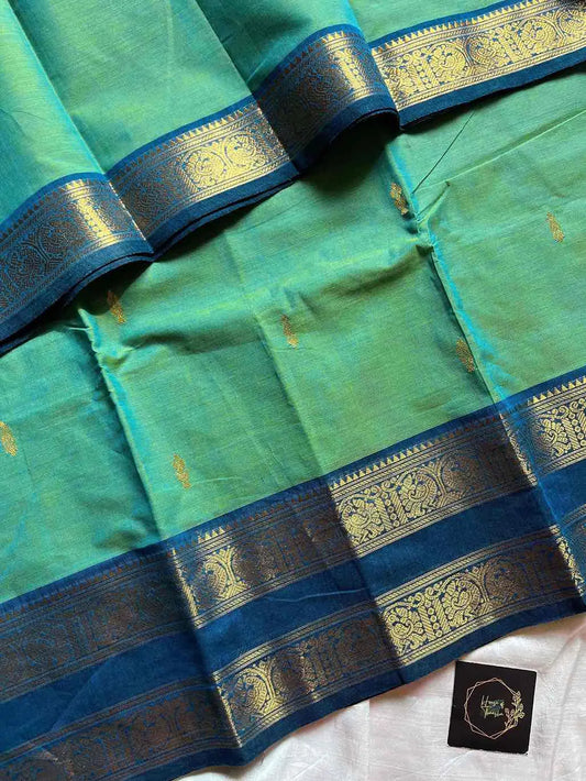 Vintage Loom Edit | Green X Blue Kanchi Cotton Saree