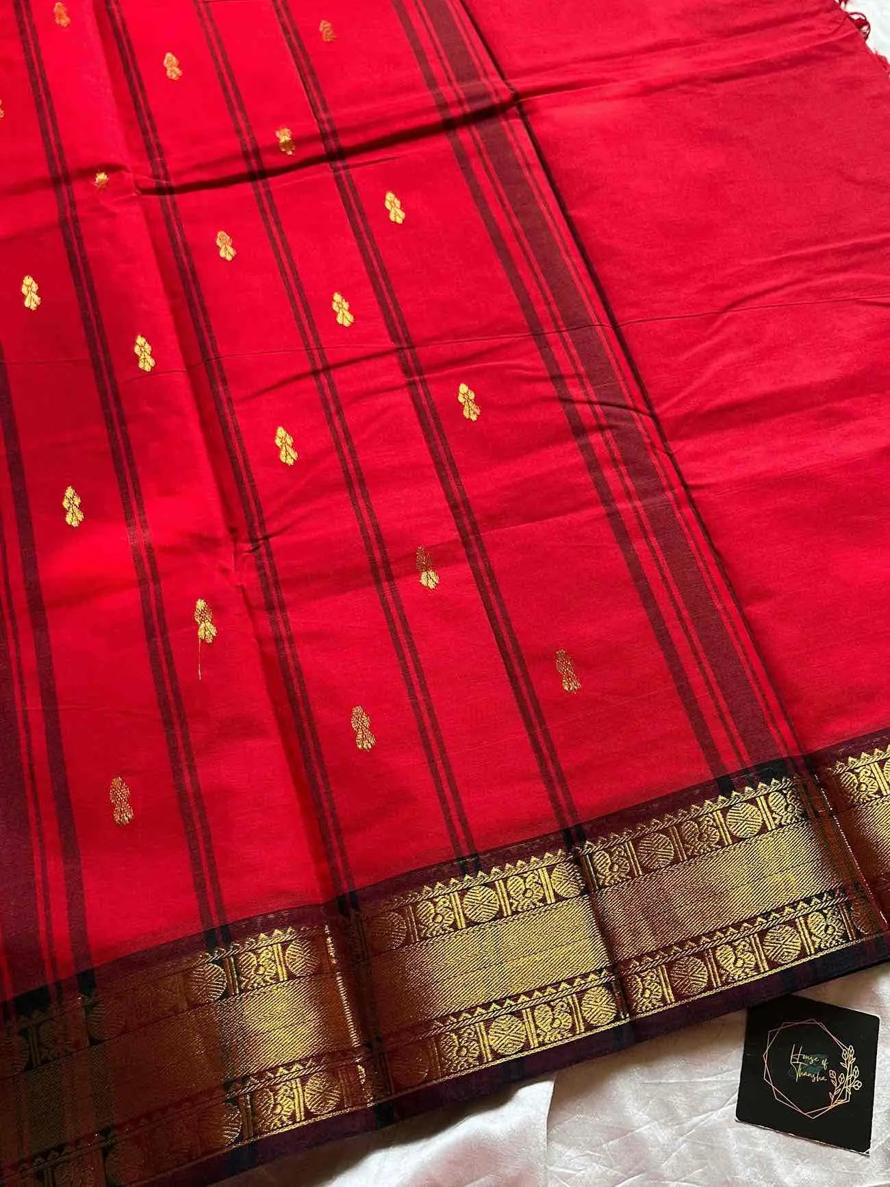 Vintage Loom Edit | Red Kanchi Cotton Saree