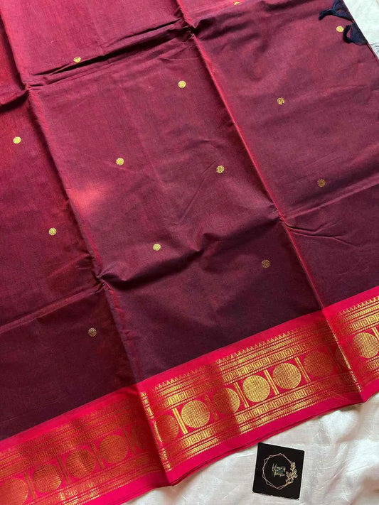 Vintage Loom Edit | Deep Maroon Kanchi Cotton Saree