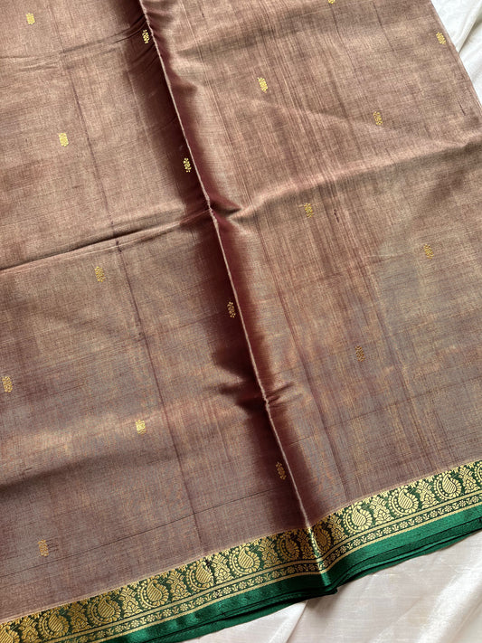 Vegan Weaves – Dusty Copper Grey Art Silk Saree (without blouse)
