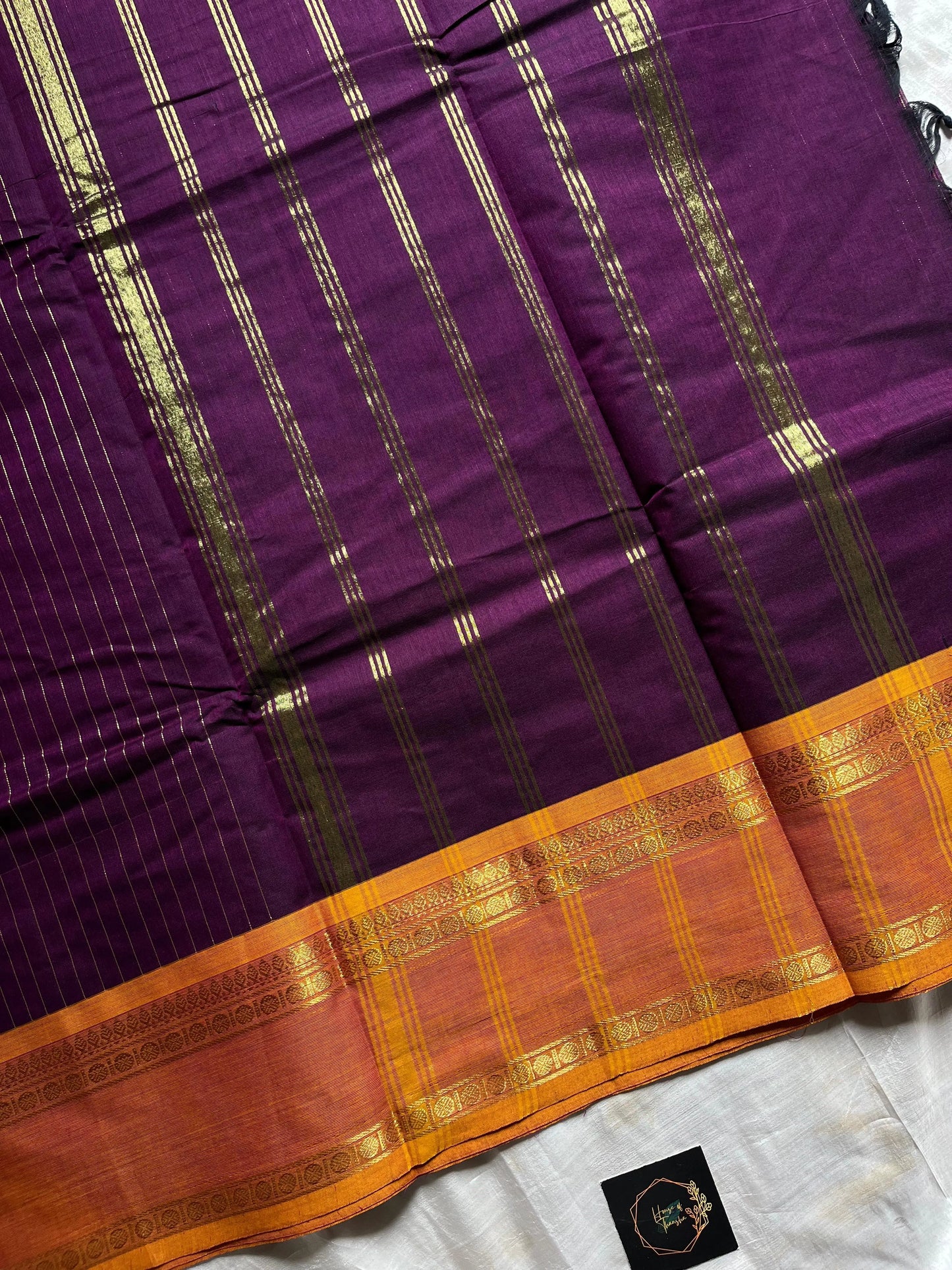 Zari Edition | Dark Purple Kanchi Cotton Saree with Dual Border