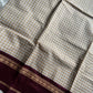 Maragatham – Pastel White with Maroon Korvai Kattam Chettinadu Cotton Saree