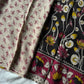 Black Kalamkari cotton saree with pen-drawn floral motifs – House of Thansha