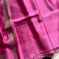 Rose pink Banarasi mashru silk saree with golden zari work and rich pallu.