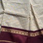 Maragatham – Pastel White with Maroon Korvai Kattam Chettinadu Cotton Saree