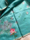 Soft Petal Drapes | Semi Chanderi Saree with Lotus Floral Prints | House of Thansha