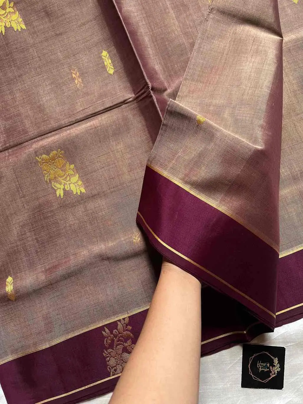 Vegan Weaves – Pastel burgundy Handloom Art Silk Saree