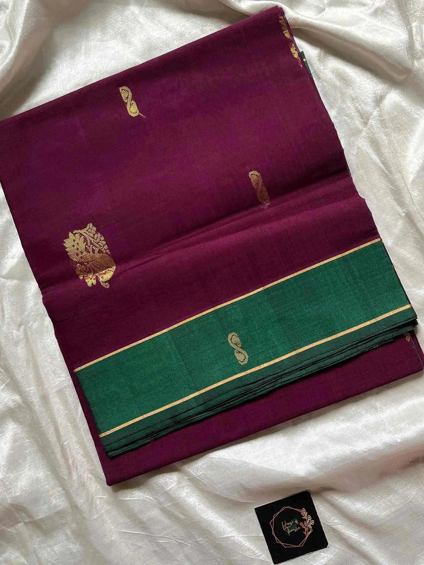 Vegan Weaves – Royal deep purple Handloom Art Silk Saree