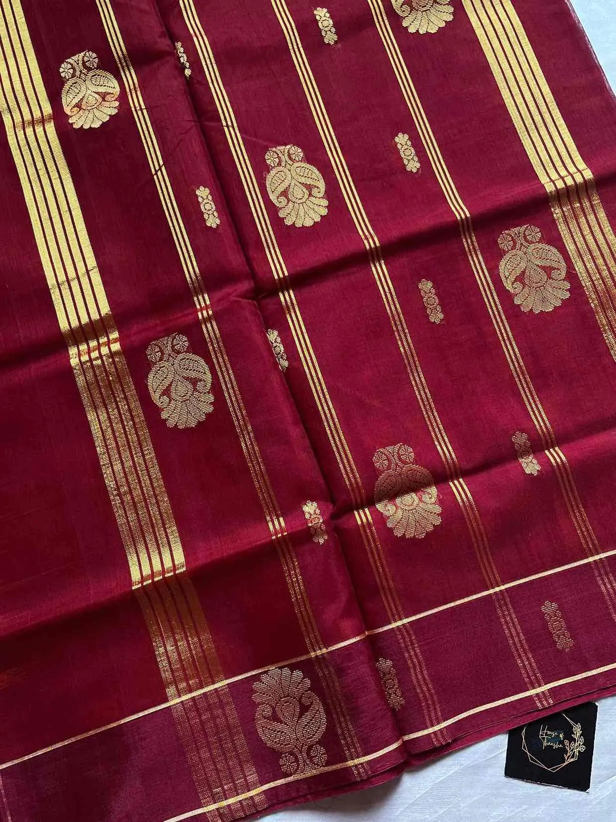 Vegan Weaves – Orange Handloom Art Silk Saree