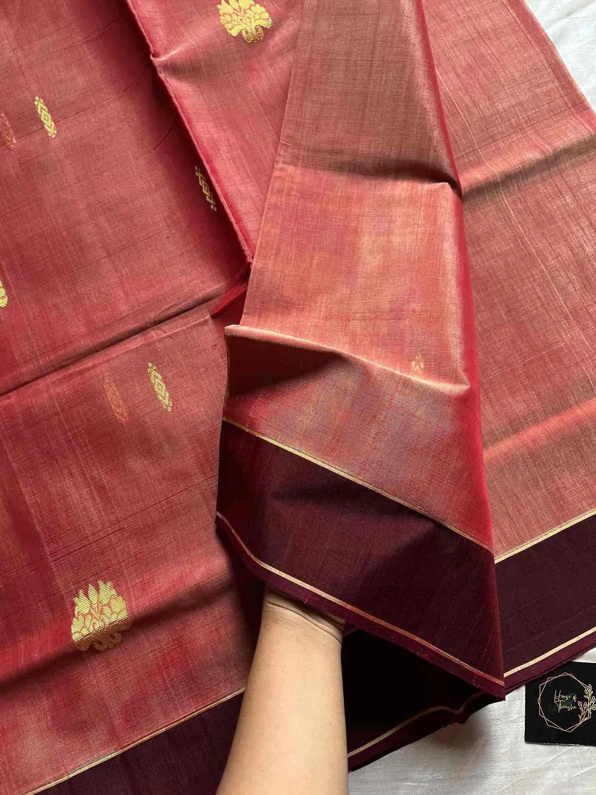 Vegan Weaves – Pastel Onion Pink Handloom Art Silk Saree