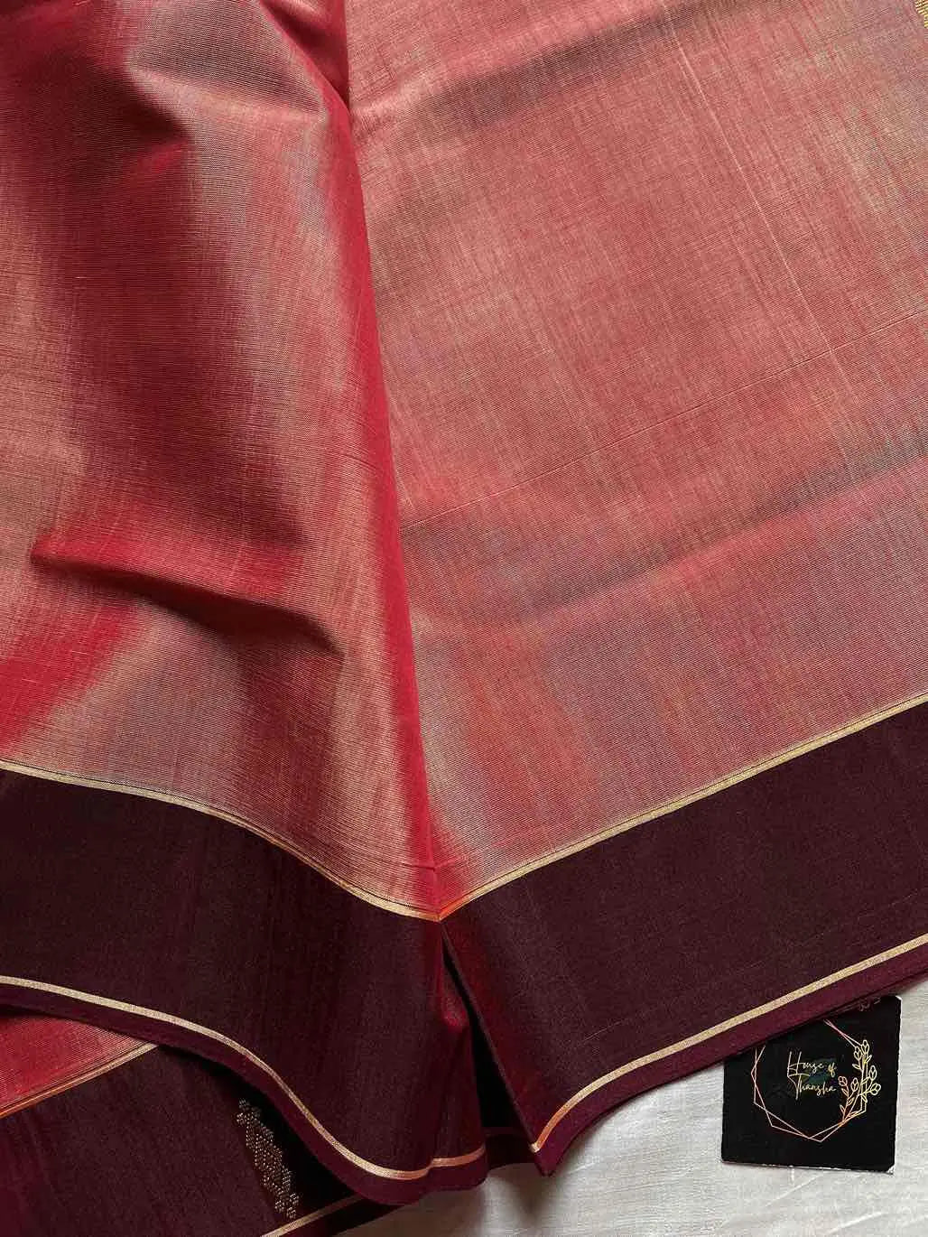 Vegan Weaves – Pastel Onion Pink Handloom Art Silk Saree