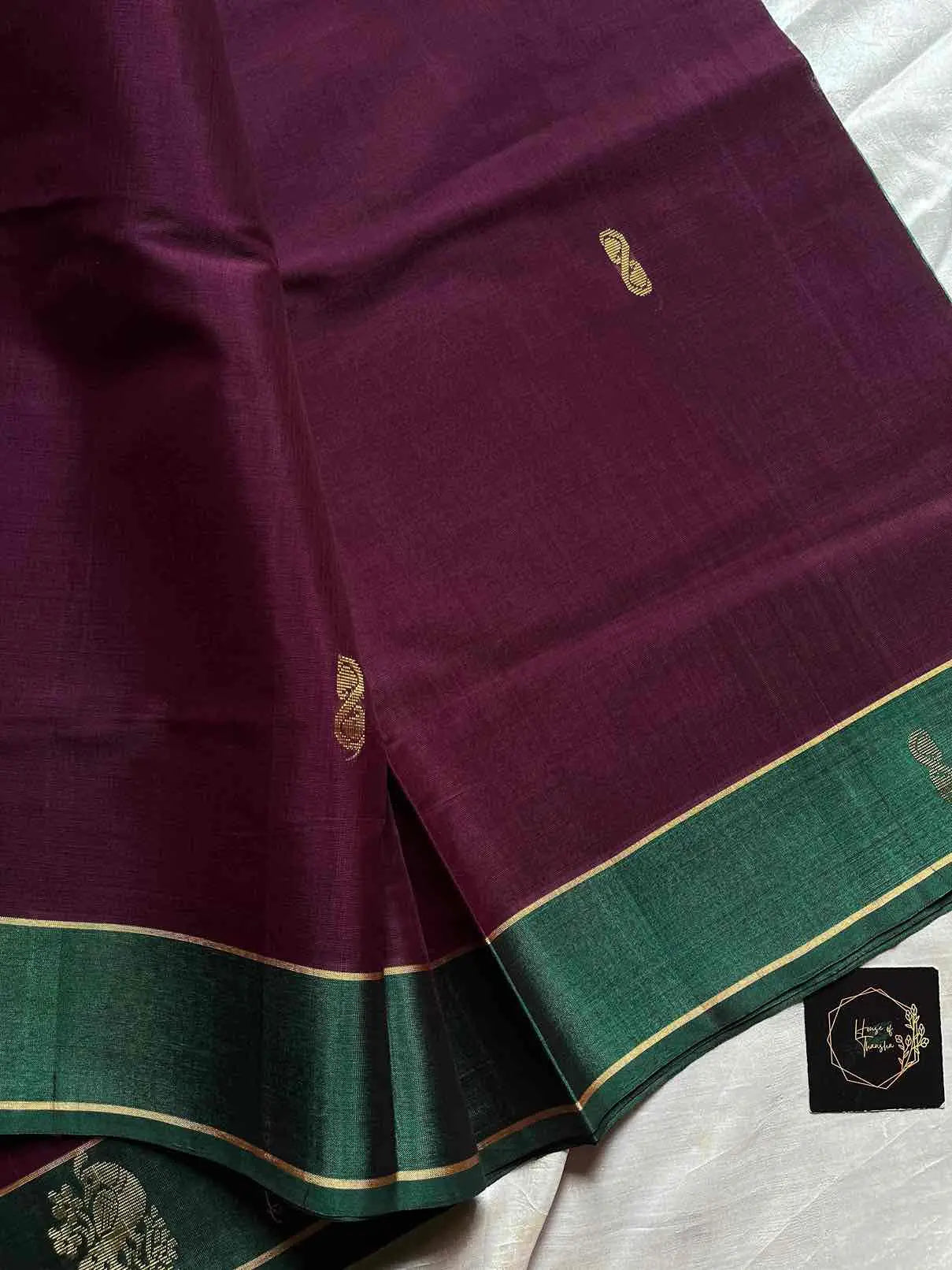 Vegan Weaves – Royal deep purple Handloom Art Silk Saree