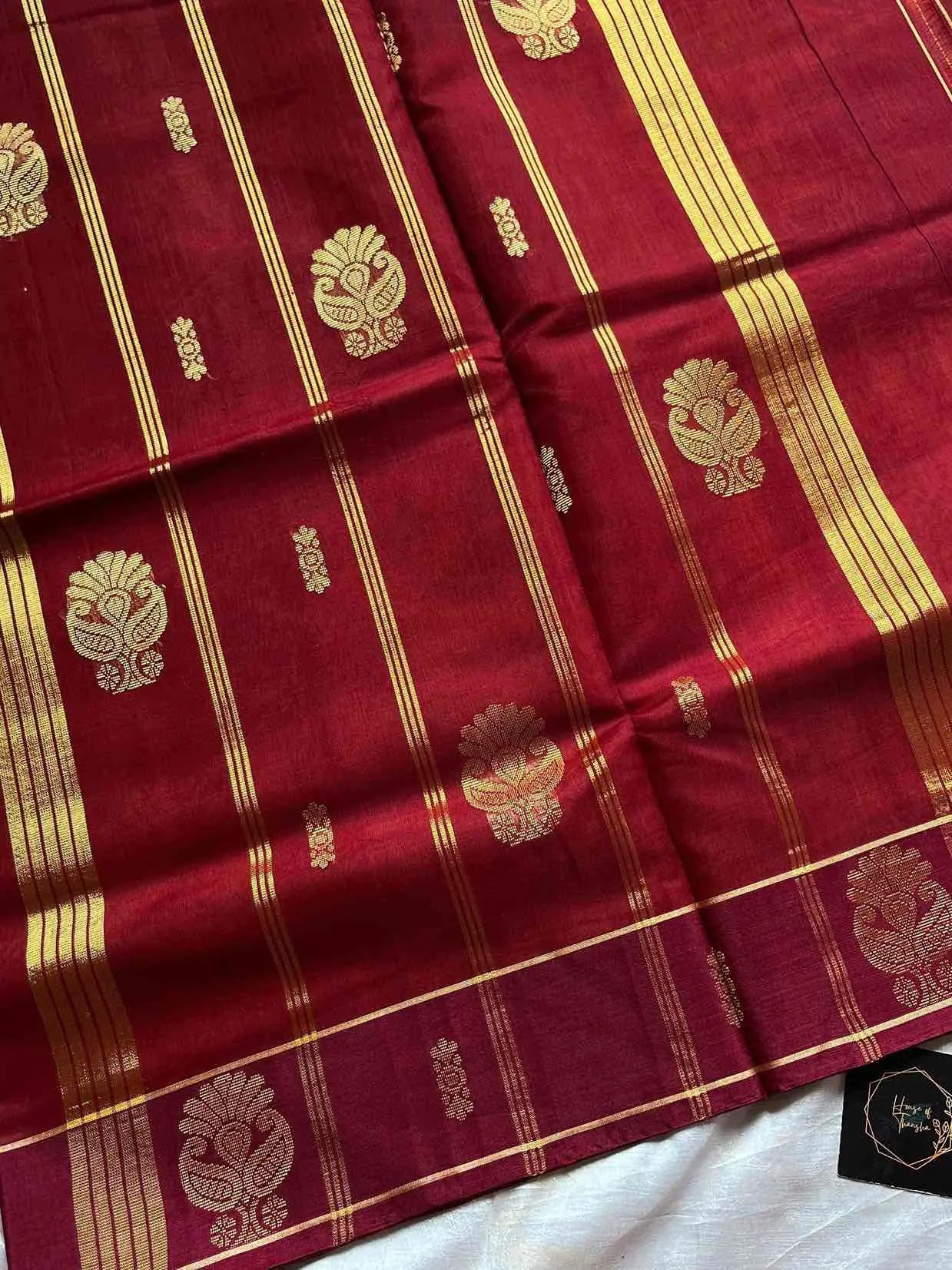 Vegan Weaves – Yellow X Orange Handloom Art Silk Saree