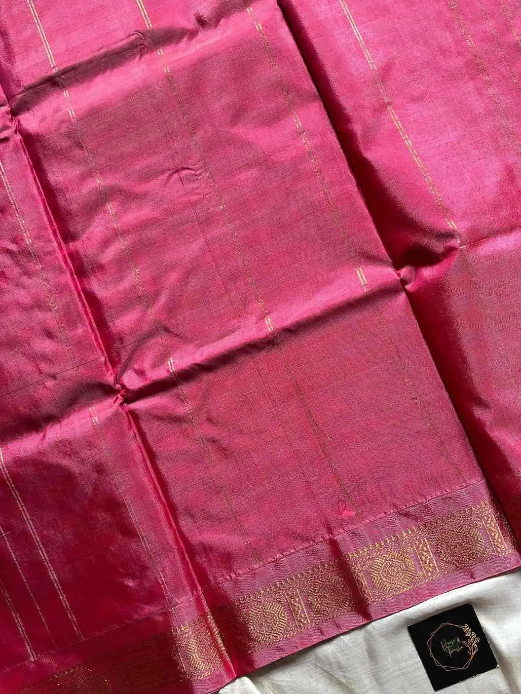 Chinnalampattu | Vegan Silk Saree – Pink & Black Korvai Checks