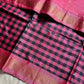 Chinnalampattu | Vegan Silk Saree – Pink & Black Korvai Checks