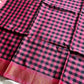 Chinnalampattu | Vegan Silk Saree – Pink & Black Korvai Checks