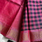 Chinnalampattu | Vegan Silk Saree – Pink & Black Korvai Checks