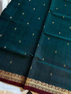 Vegan Weaves – Peacock green Handloom Art Silk Saree