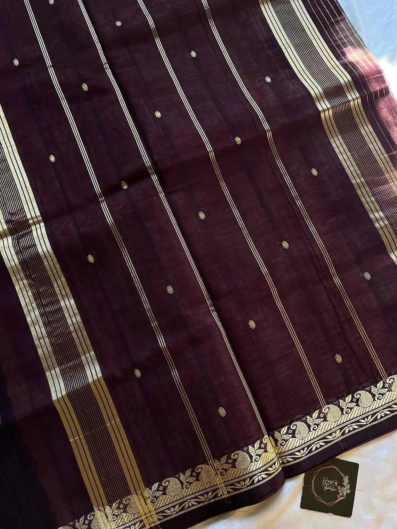 Vegan Weaves – Pastel orange Handloom Art Silk Saree (Without blouse)