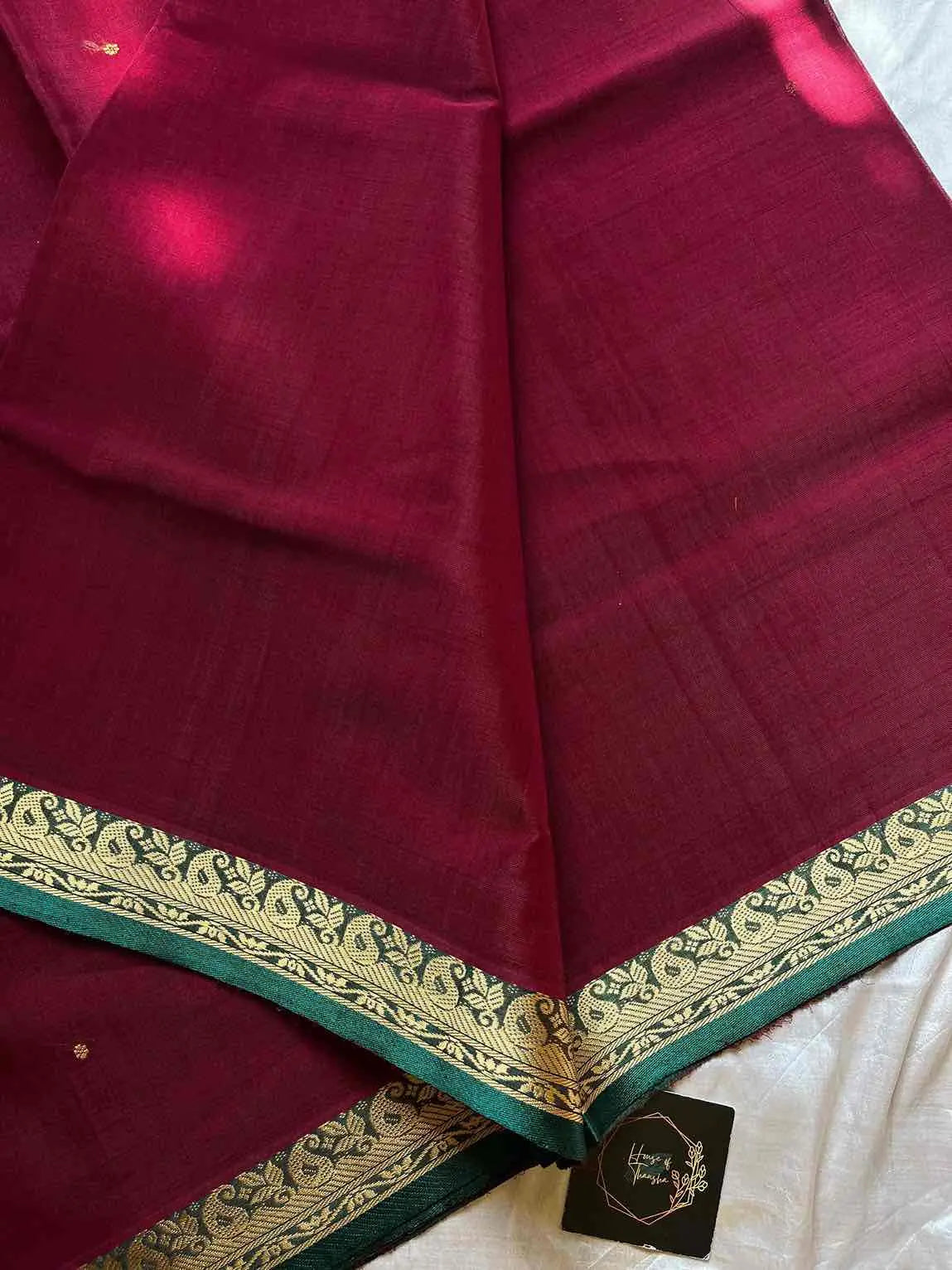 Vegan Weaves – Maroon Handloom Art Silk Saree