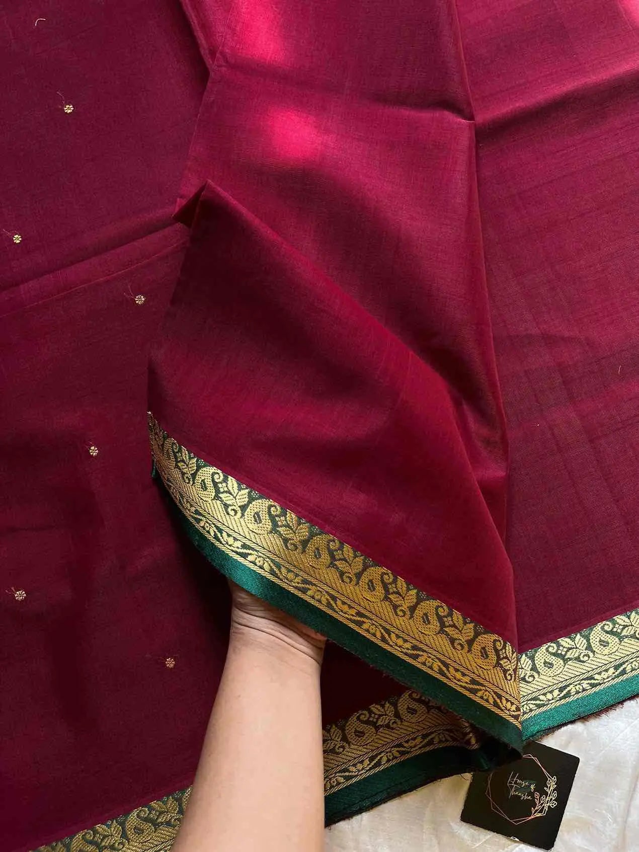 Vegan Weaves – Maroon Handloom Art Silk Saree