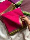 Pink 10 yards Madisar Kanchi cotton saree – pure handloom traditional drape from House of Thansha.