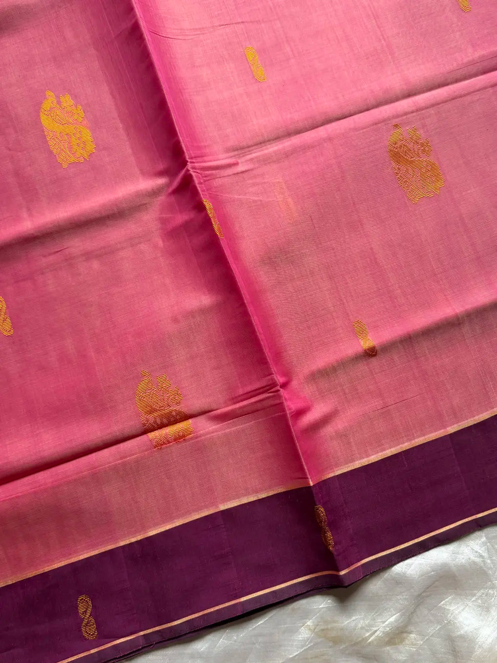 Vegan Silk Saree – Pink Handloom Art Silk