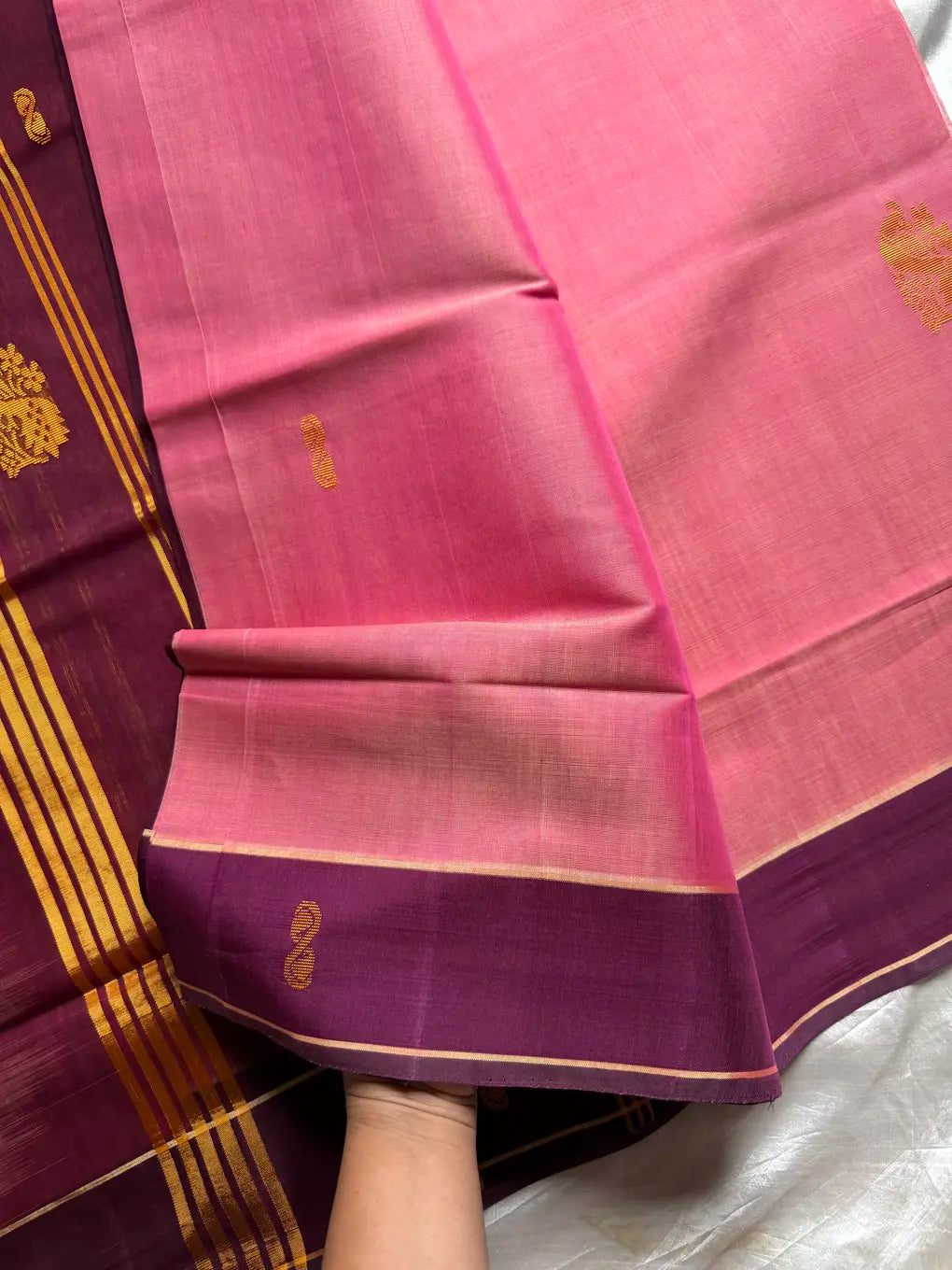 Vegan Silk Saree – Pink Handloom Art Silk