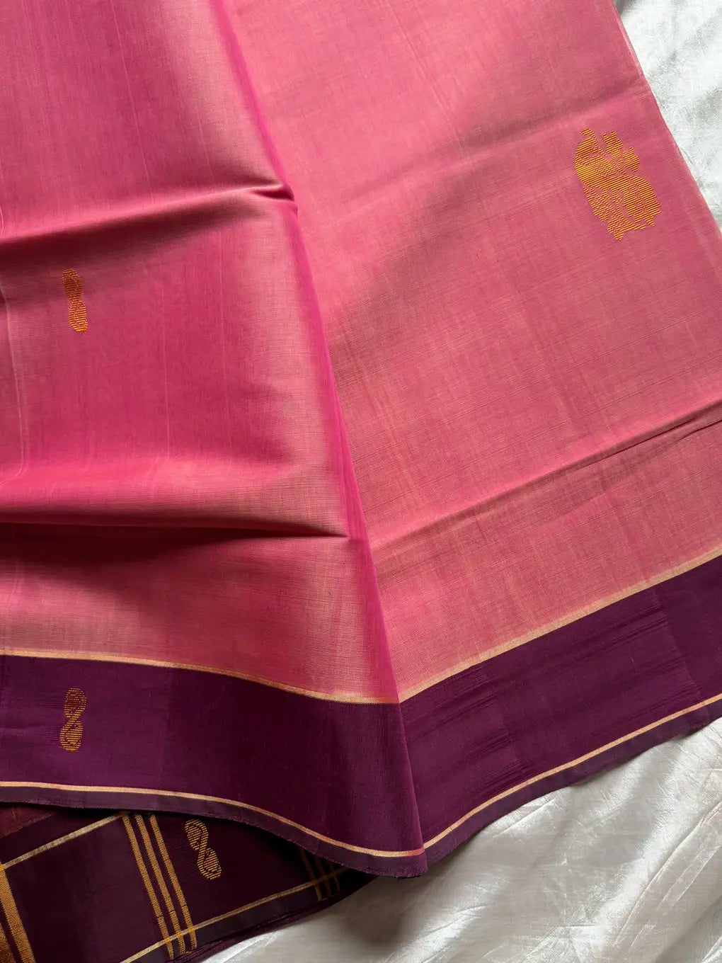 Vegan Silk Saree – Pink Handloom Art Silk