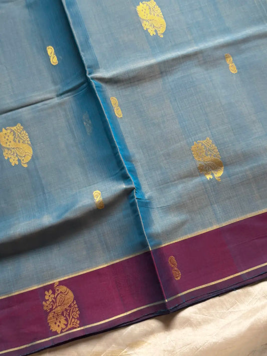 Vegan Silk Saree – Pastel Blue Handloom Art Silk