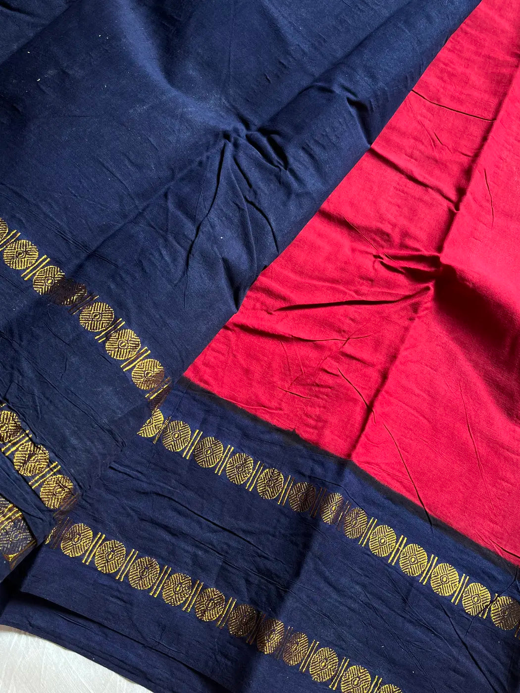 Sungudi Cotton Saree - Maroon & Dark Blue