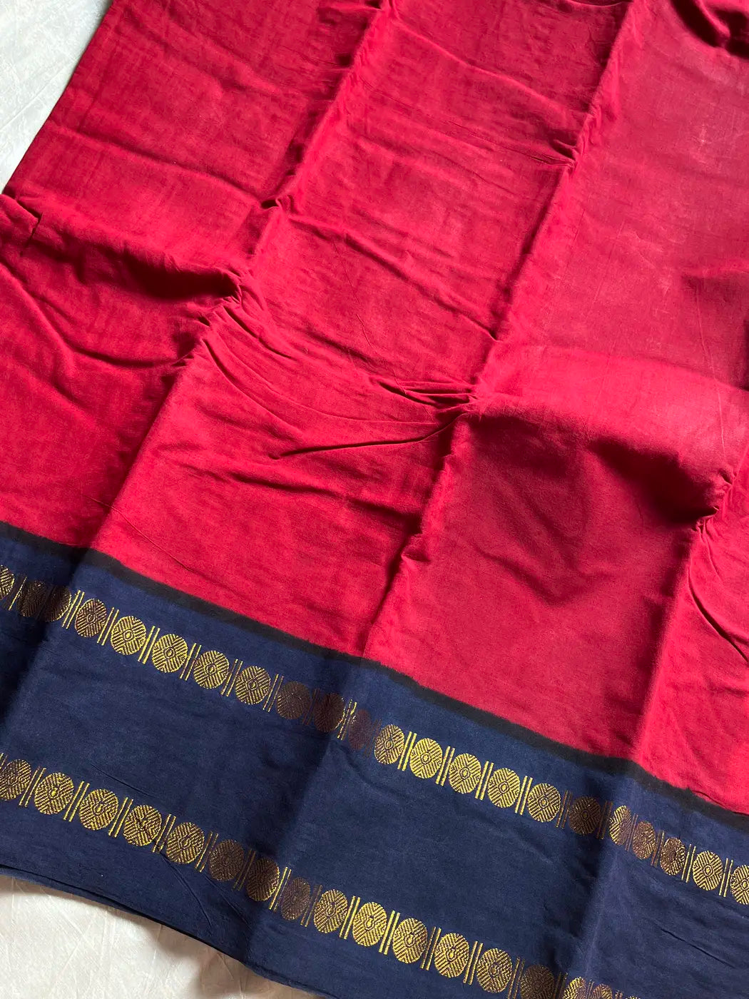 Sungudi Cotton Saree - Maroon & Dark Blue