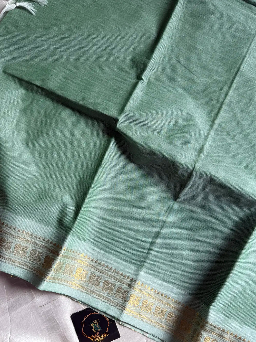 Minimal Border Edit - Pastel Pistah Kanchi Cotton Saree