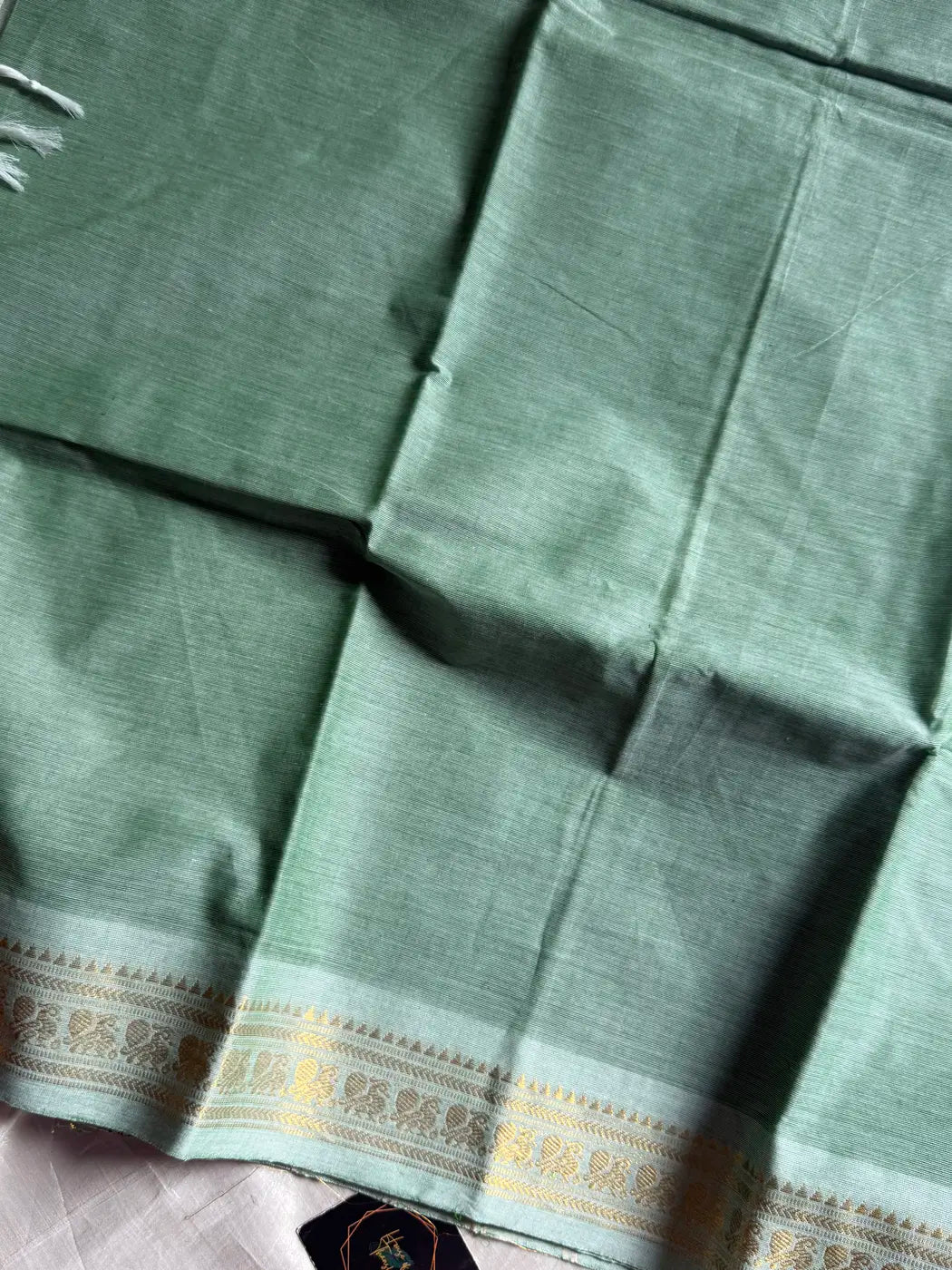 Minimal Border Edit - Pastel Pistah Kanchi Cotton Saree