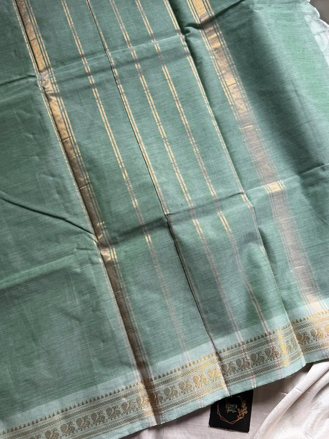 Minimal Border Edit - Pastel Pistah Kanchi Cotton Saree