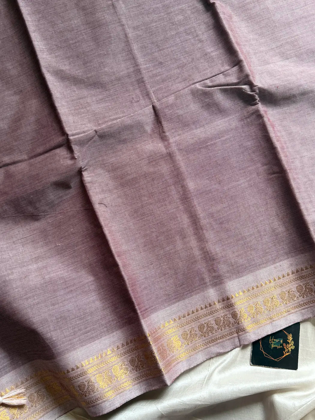 Minimal Border Edit - Mauve Taupe Kanchi Cotton Saree