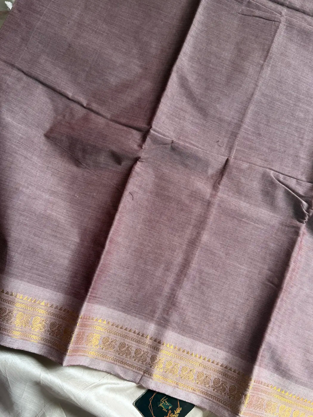 Minimal Border Edit - Mauve Taupe Kanchi Cotton Saree