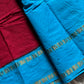 Sungudi Cotton Saree - Red & blue