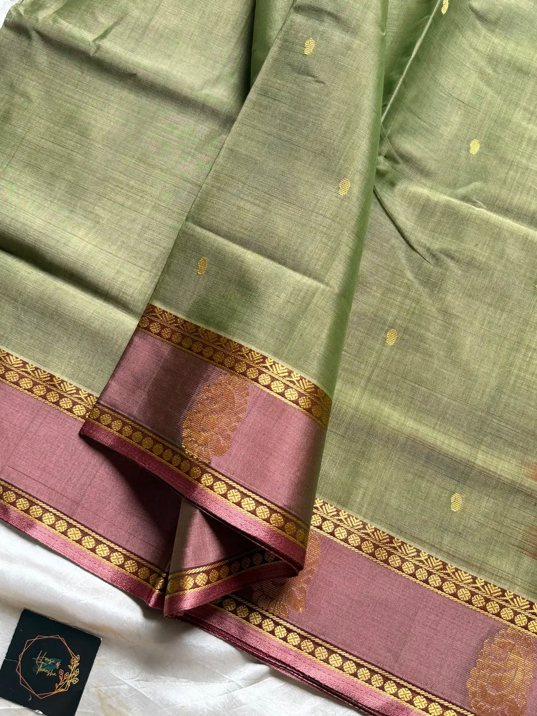 Vegan Silk Saree – Pastel Green | Handloom Art Silk