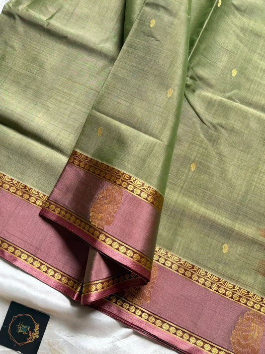 Vegan Silk Saree – Pastel Green | Handloom Art Silk