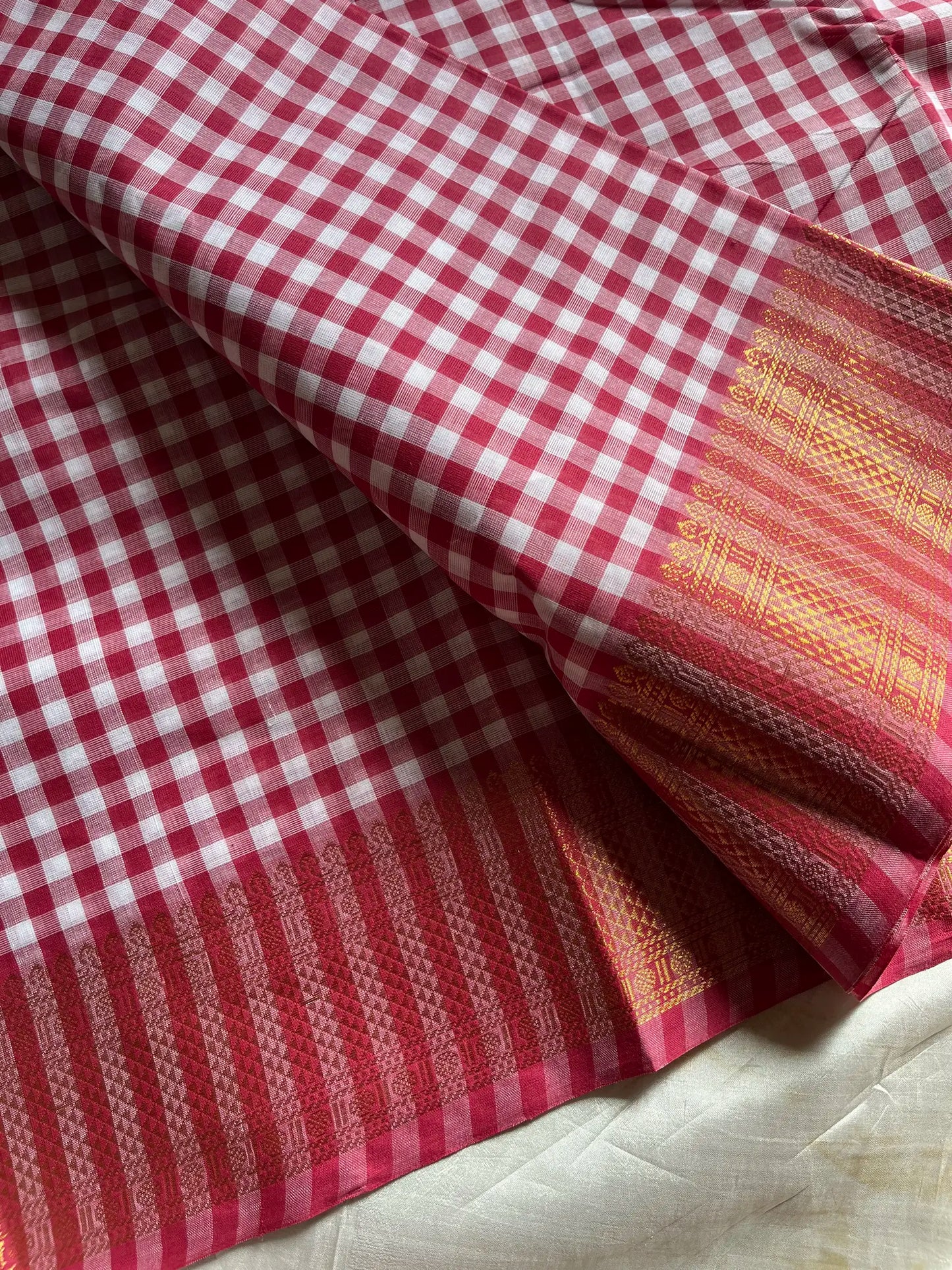 Mini Kattam – Pastel Pink Chettinadu cotton (Without Blouse)