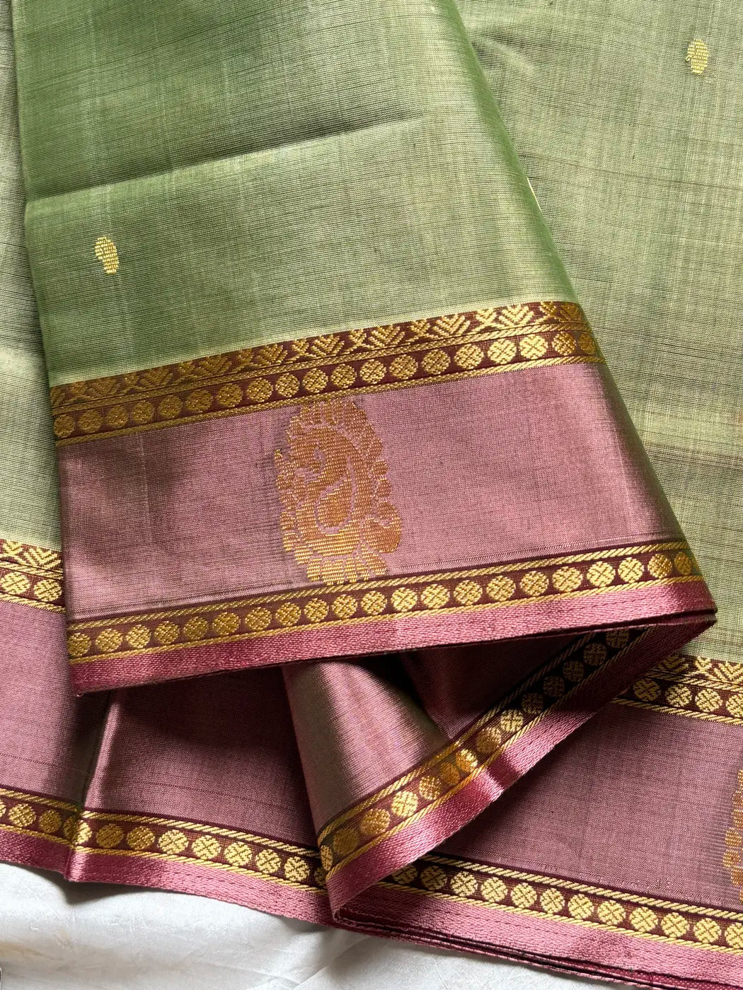 Vegan Silk Saree – Pastel Green | Handloom Art Silk