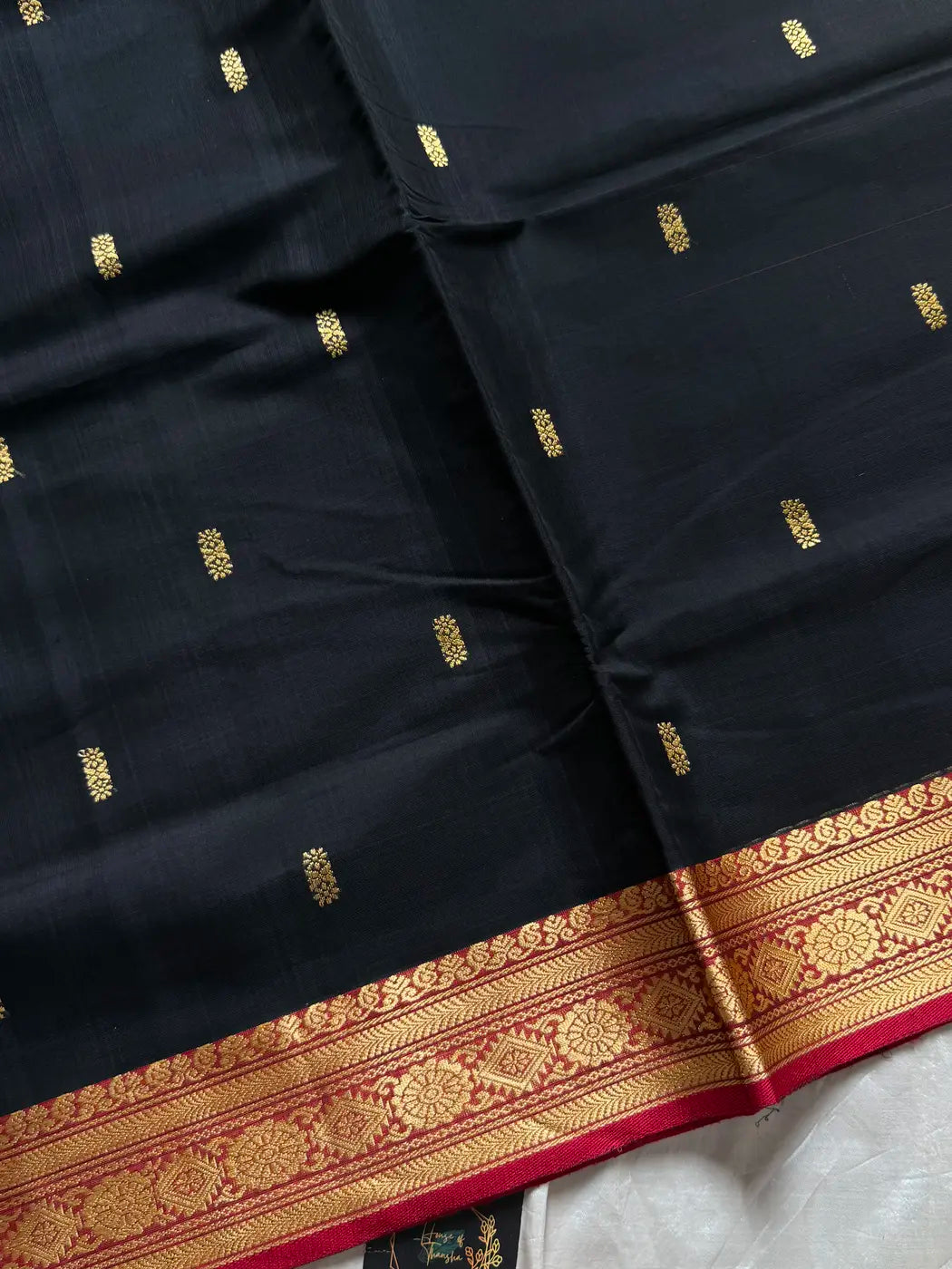 Vegan Silk Saree – Black | Handloom Art Silk