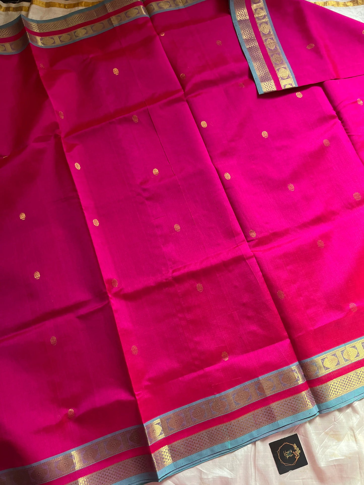 Pink Pure Handloom Kanchi Silk-Cotton Saree with Rich Zari & Blouse – Pattu Nool Edit by House of Thansha